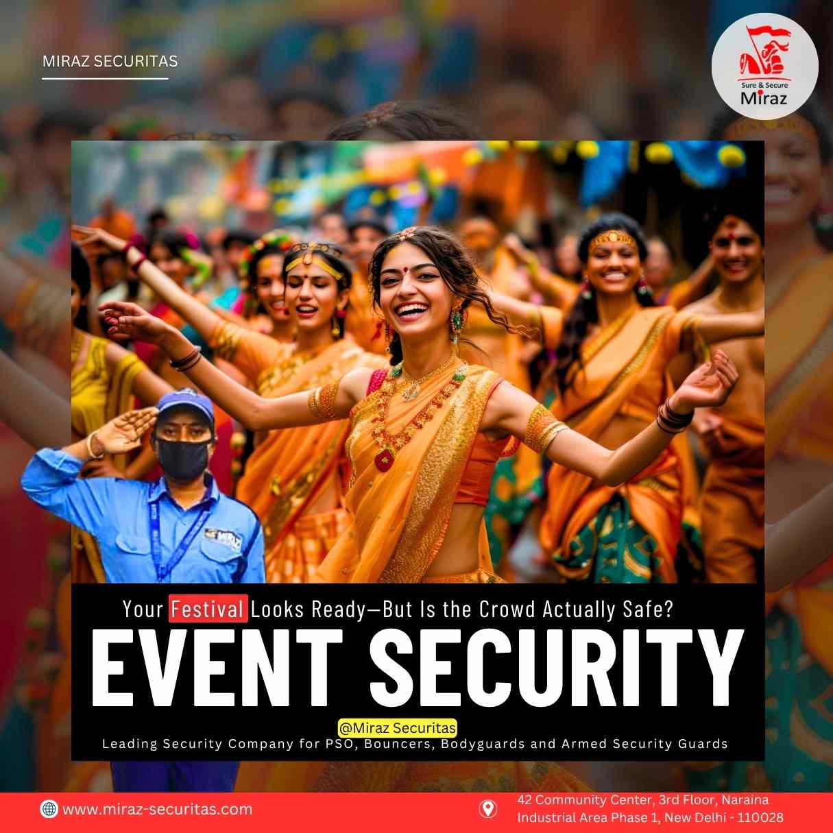 Hire security guards for events in Delhi Gurugram Noida Miraz Securitas